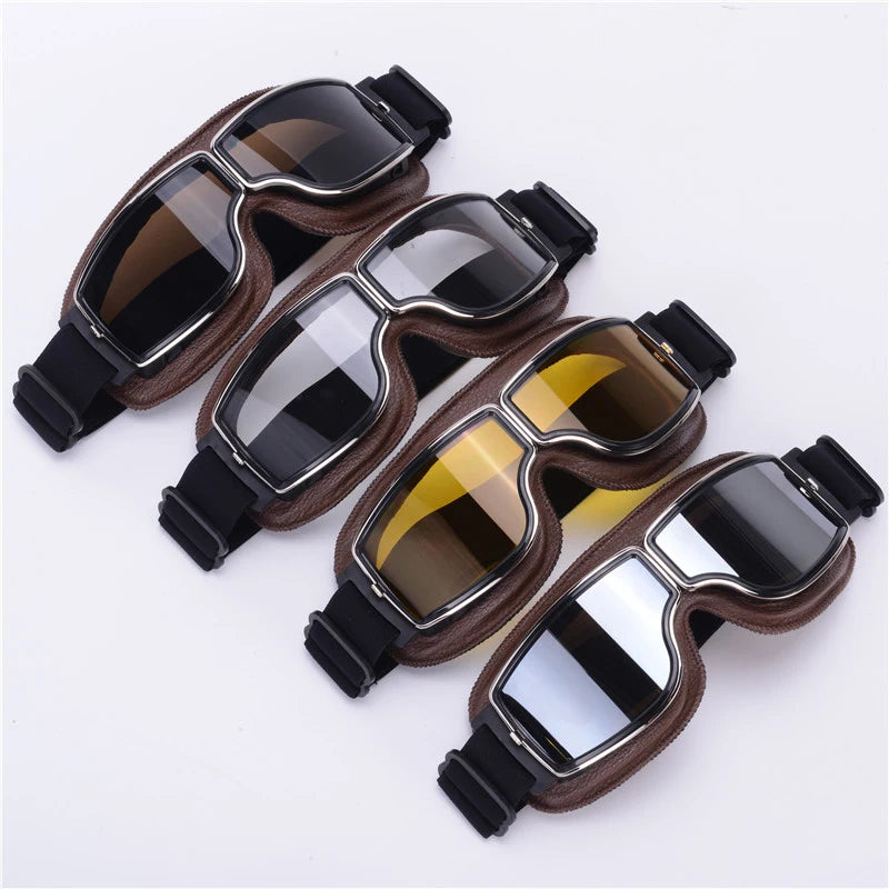 Motorcycle Glasses Windproof Leather Folding Sunglasses For Riders
