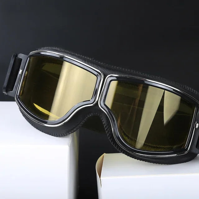 Motorcycle Glasses Windproof Leather Folding Sunglasses For Riders