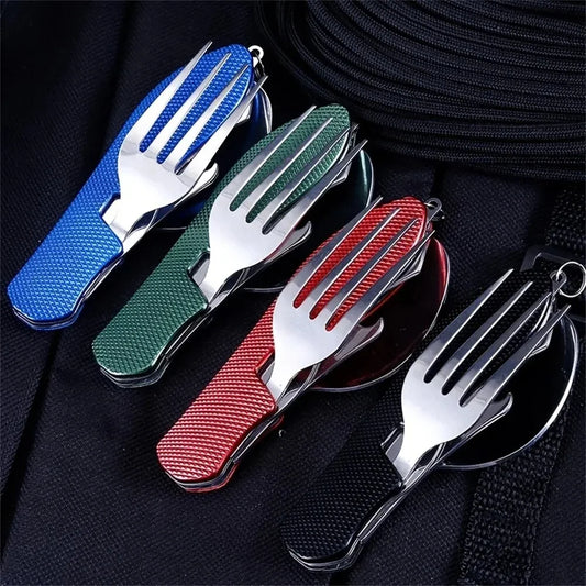 Foldable Camping Utensil Set Knife Fork Spoon Combo