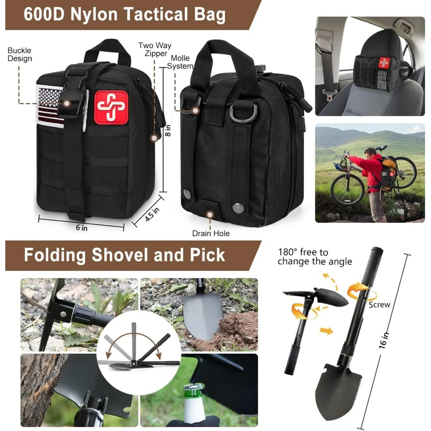Emergency Survival Kit 238Pcs With Tactical Molle Pouch And Tent