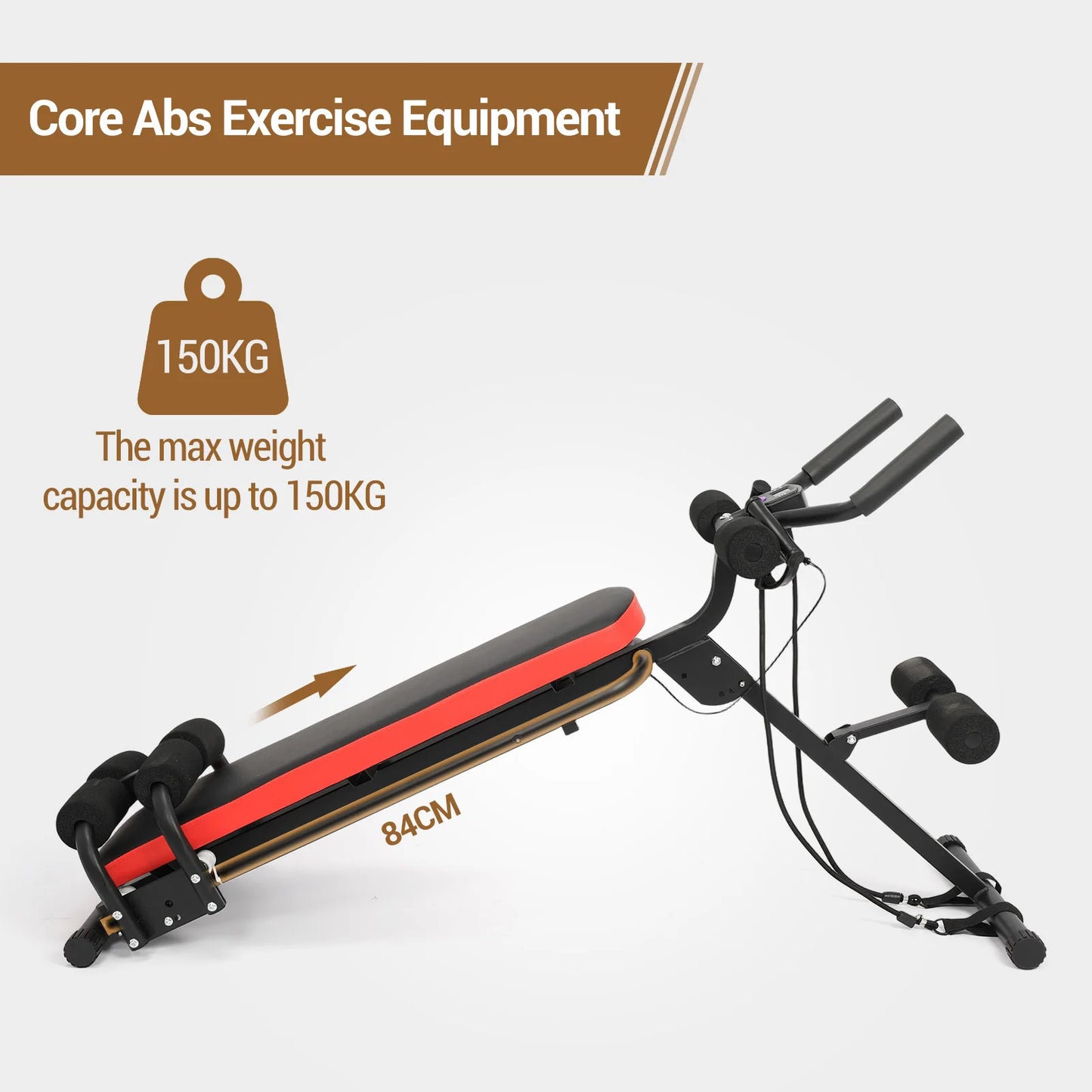 HiMISS 2-In-1 Adjustable Ab Bench Glider With LCD Display