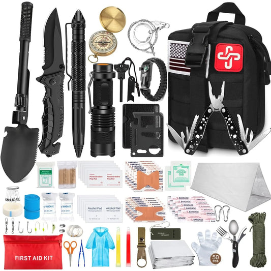 Emergency Survival Kit 238Pcs With Tactical Molle Pouch And Tent