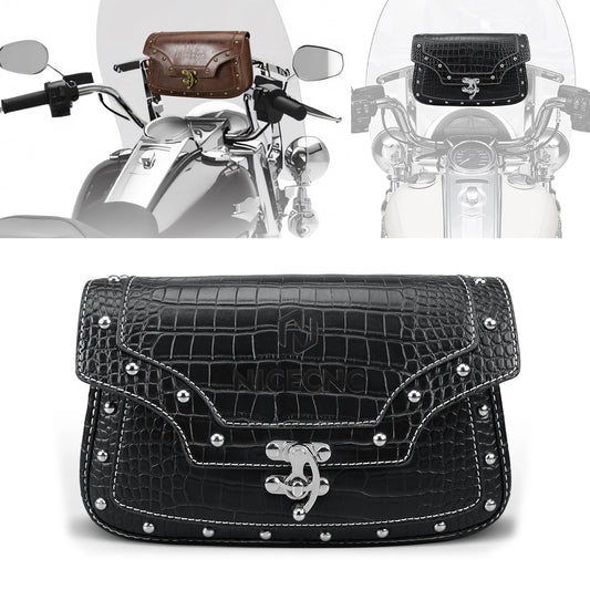NICECNCH PU Leather Windshield Bag For Harley Road King