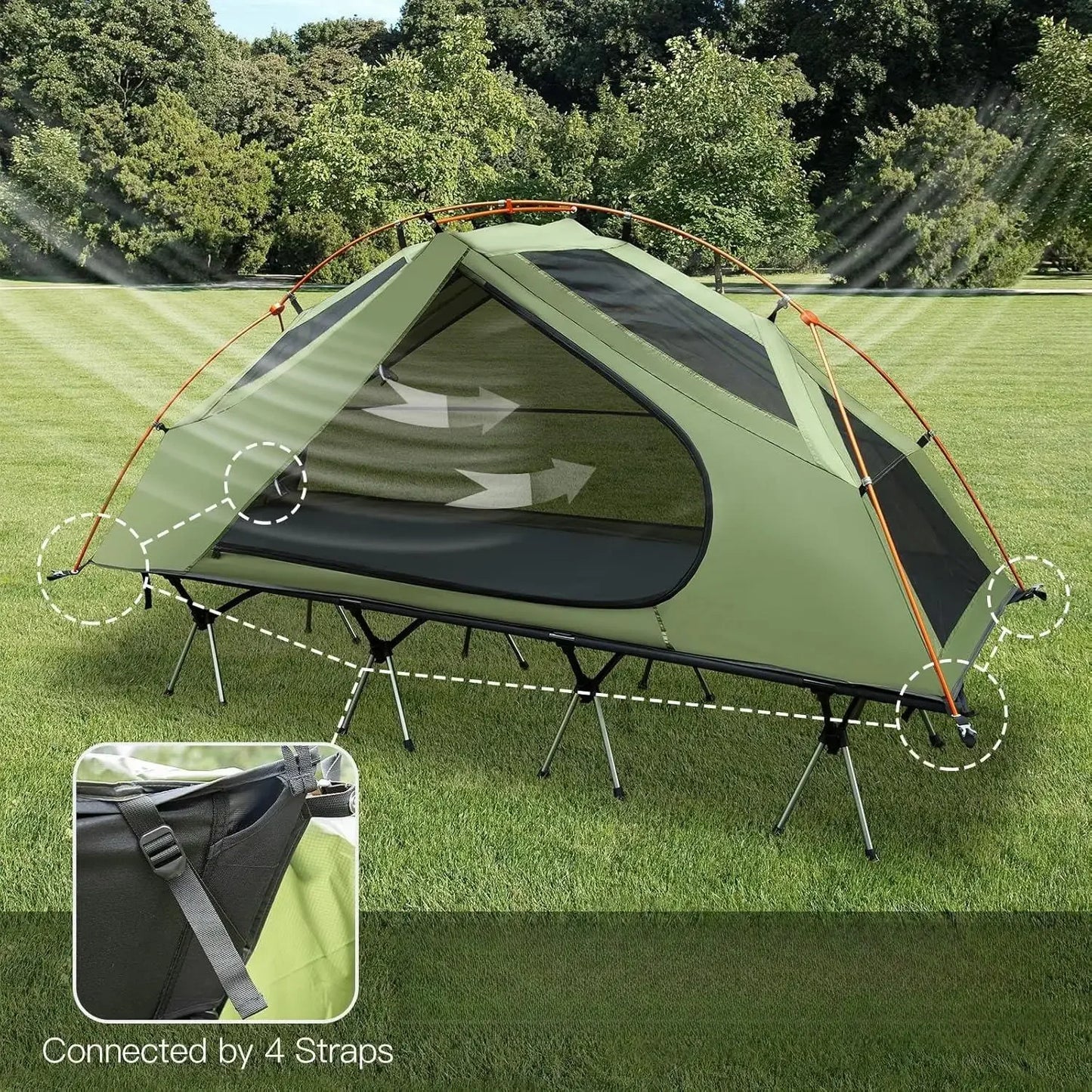 Camping Cot Tent Waterproof One-Person Off Ground Bed for Outdoors