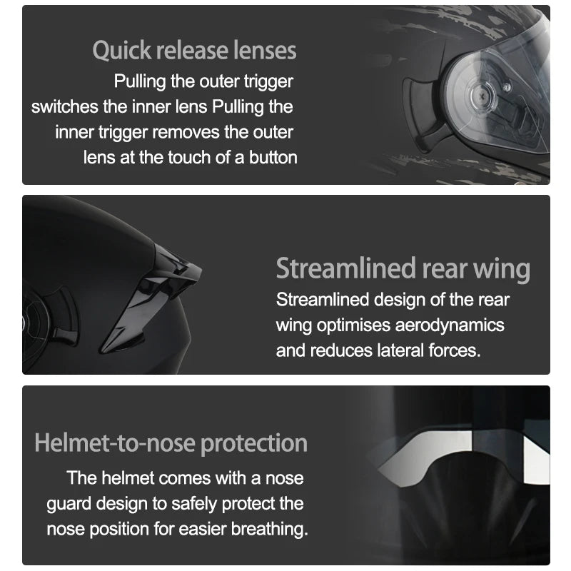 UCHOOSE DOT Certified Modular Motorcycle Helmet Four Seasons Off Road