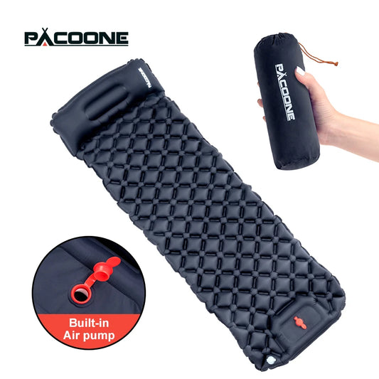 Outdoor Sleeping Pad Camping Inflatable Mattress With Built In Pump And Headrest