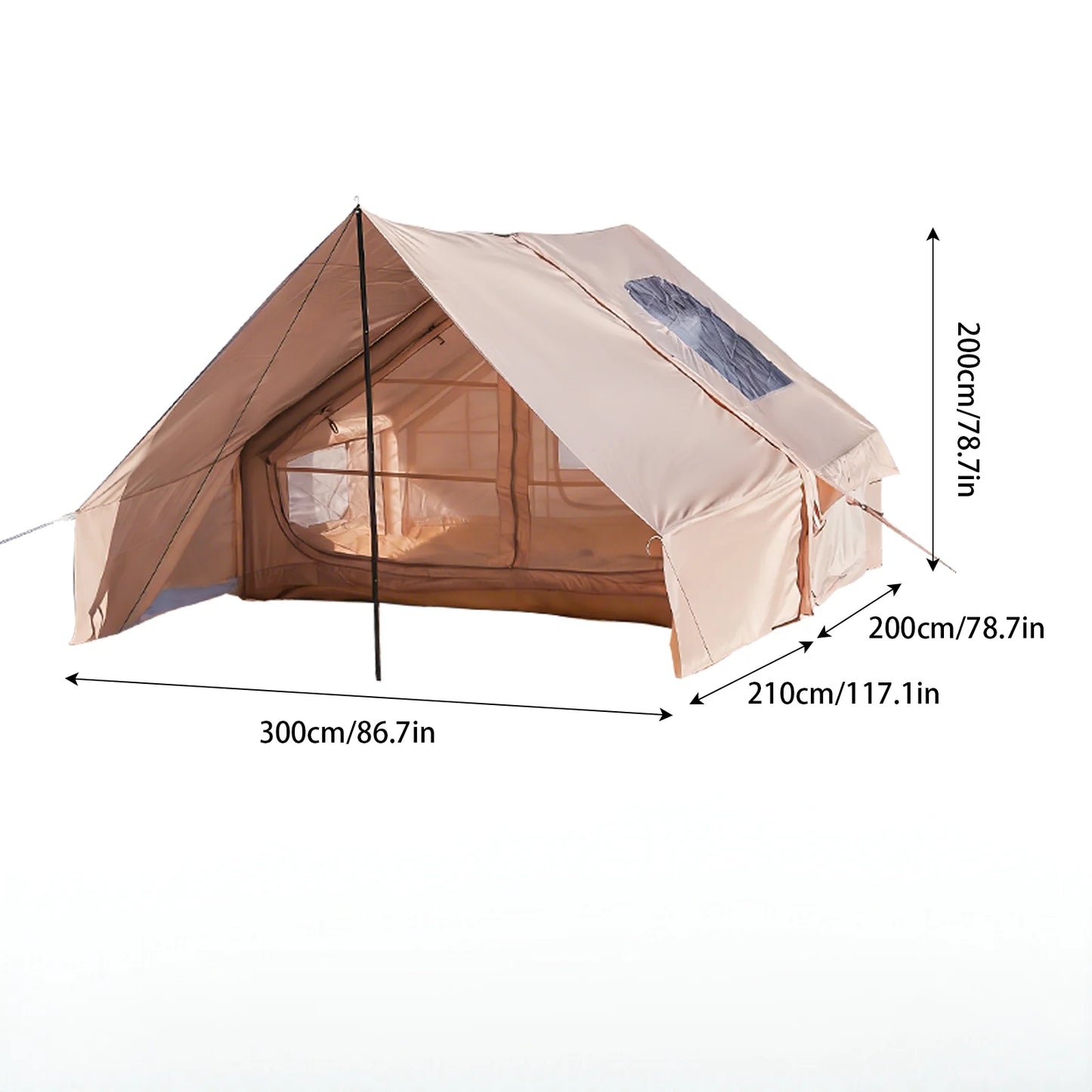 Pakicetus Large Inflatable Camping Tent With Skylight And Breathable Mesh