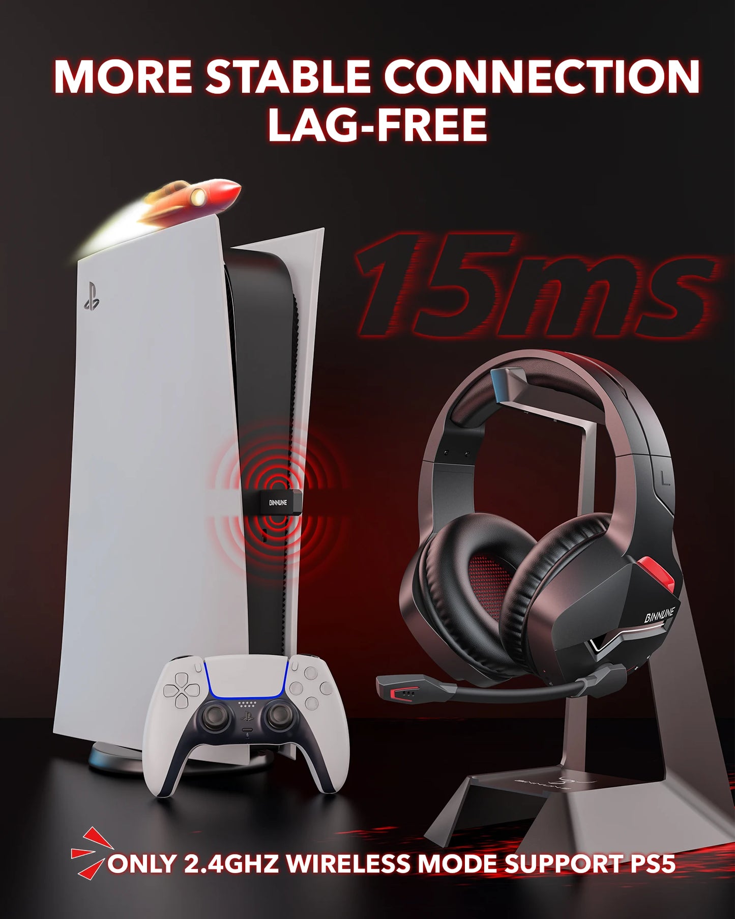 BINNUNE BW01 Dual Wireless Gaming Headset With Mic For PC