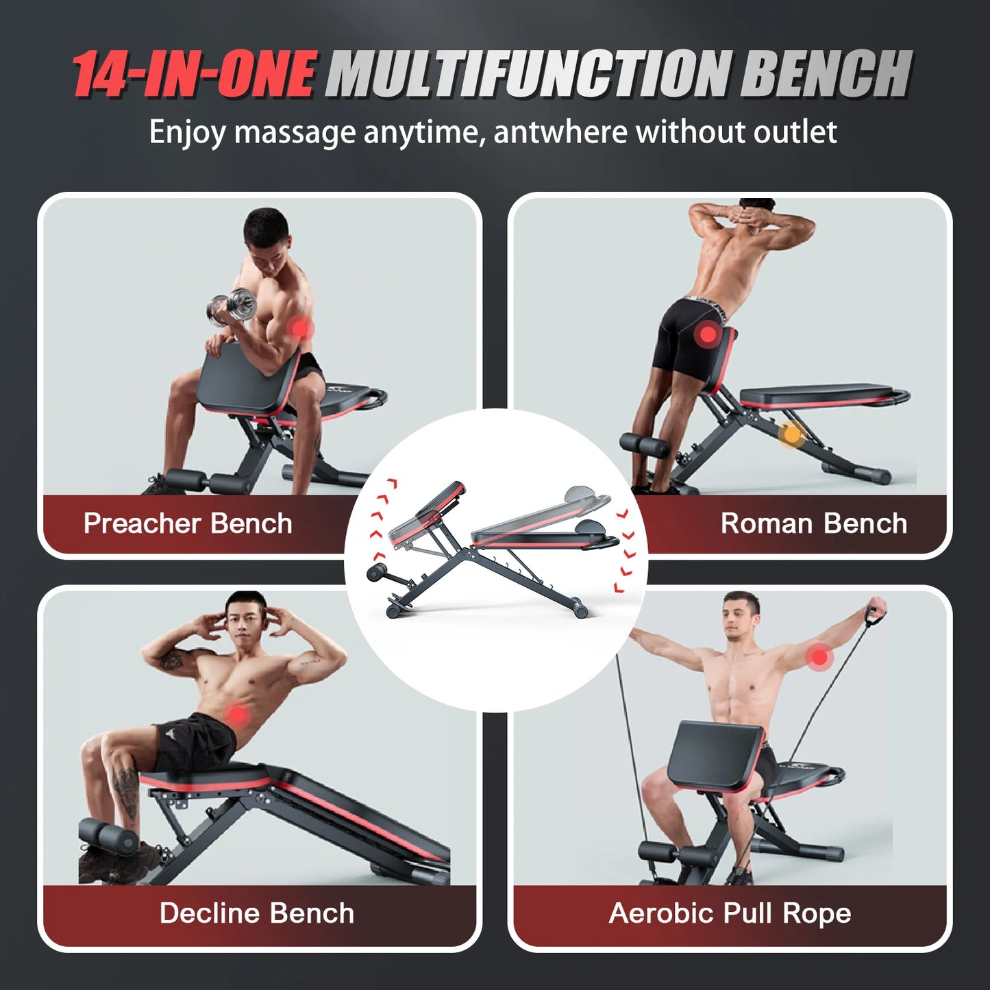 14-in-1 Foldable Dumbbell Bench for Full-Body Workout