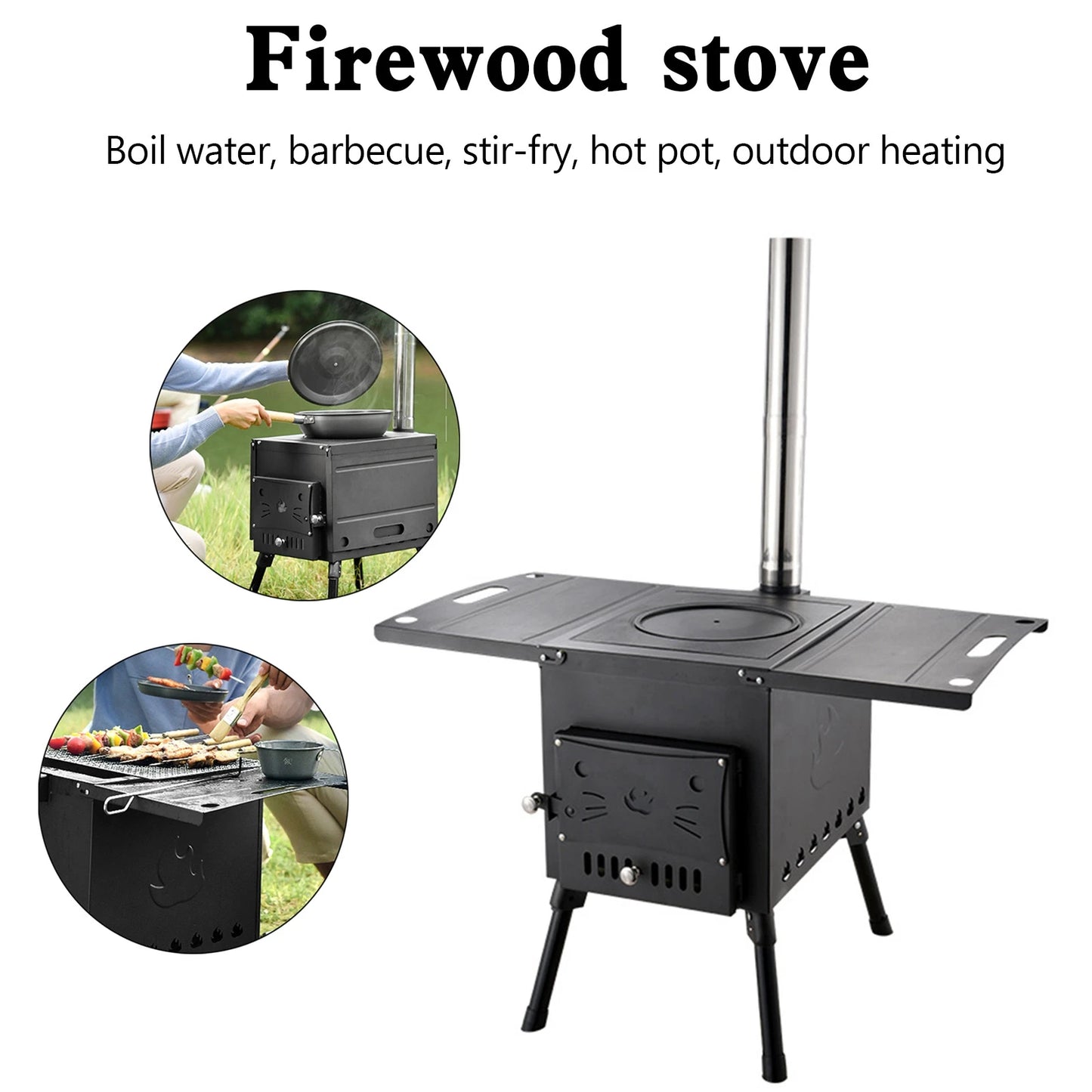 NONE Outdoor Portable Camping Wood Stove With Ignition