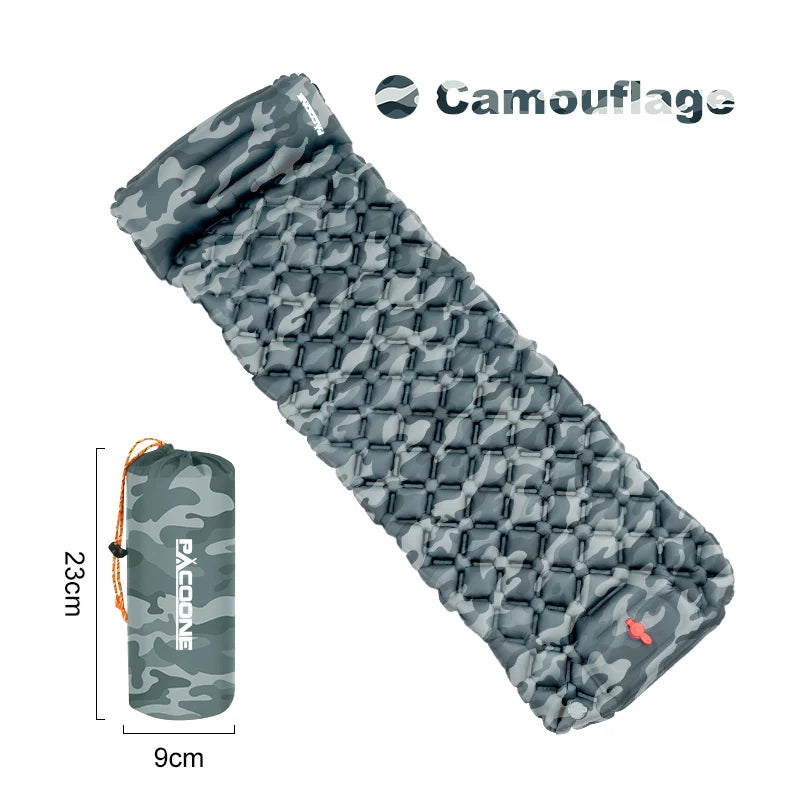Outdoor Sleeping Pad Camping Inflatable Mattress With Built In Pump And Headrest