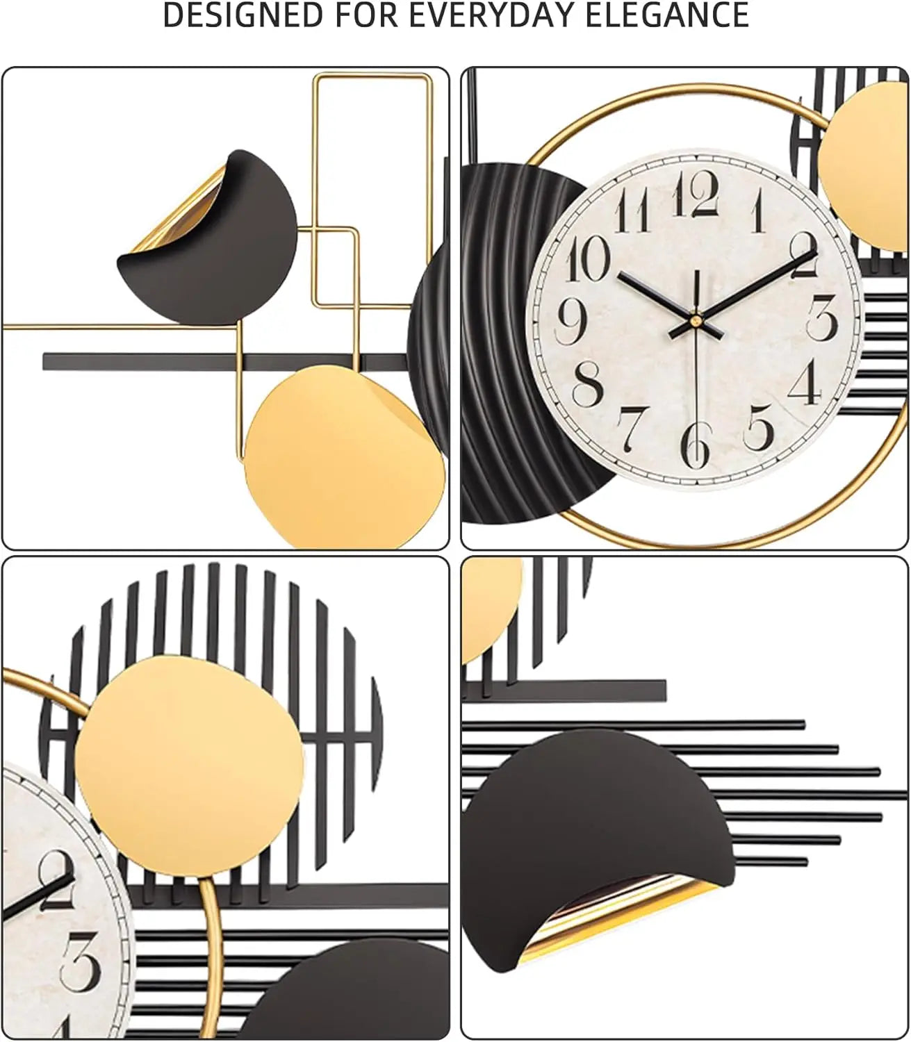 NONE Modern Silent Metal Wall Clock For Living Room