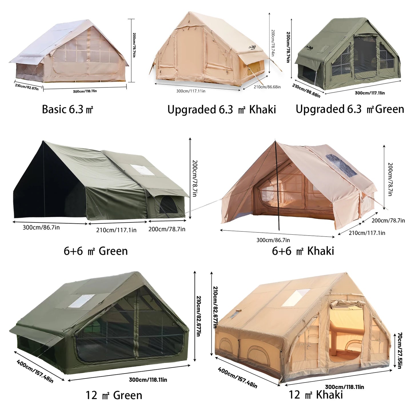 Pakicetus Large Inflatable Camping Tent With Skylight And Breathable Mesh