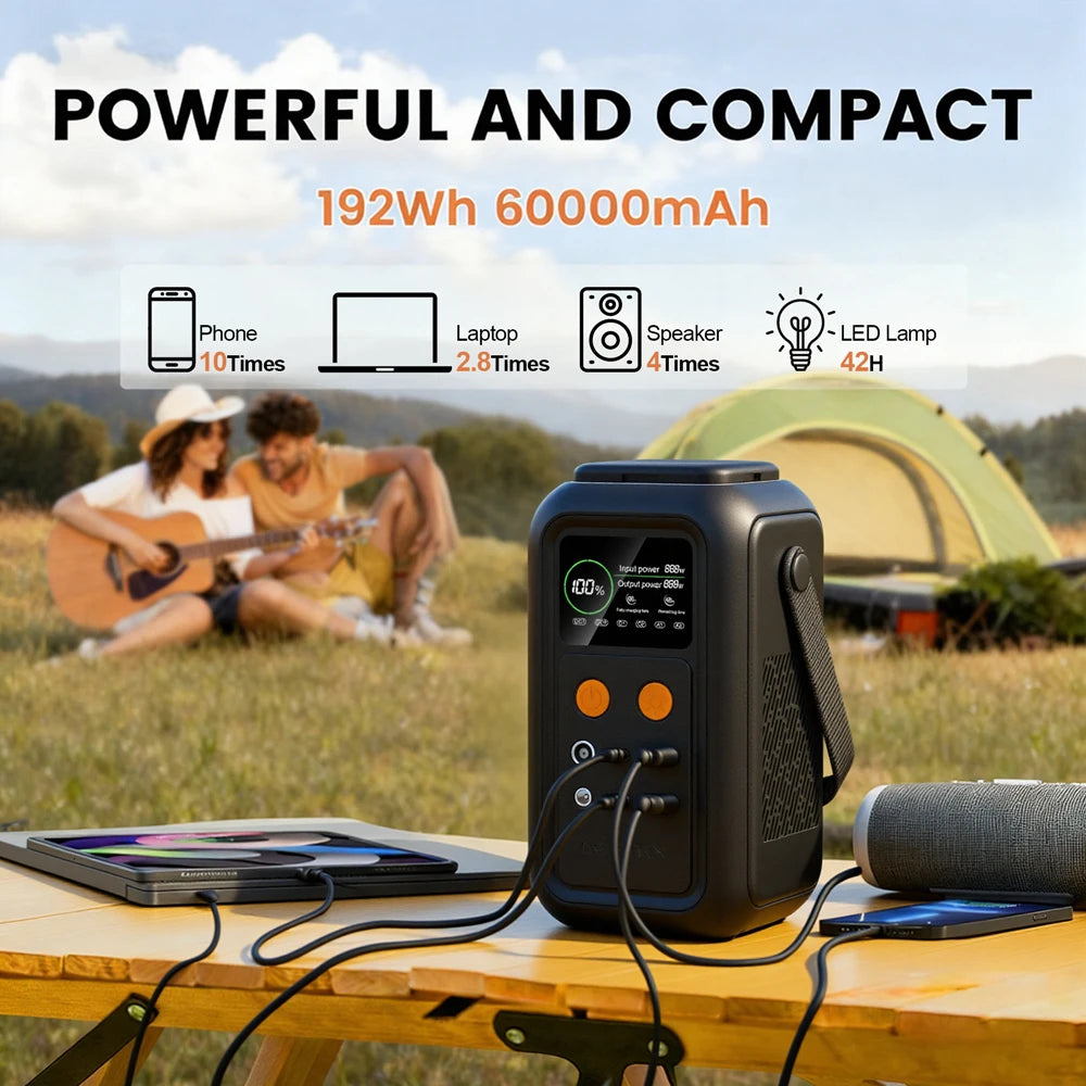 CTOLITY 200W Power Station Camping 192Wh LiFePO4 Portable Power Bank