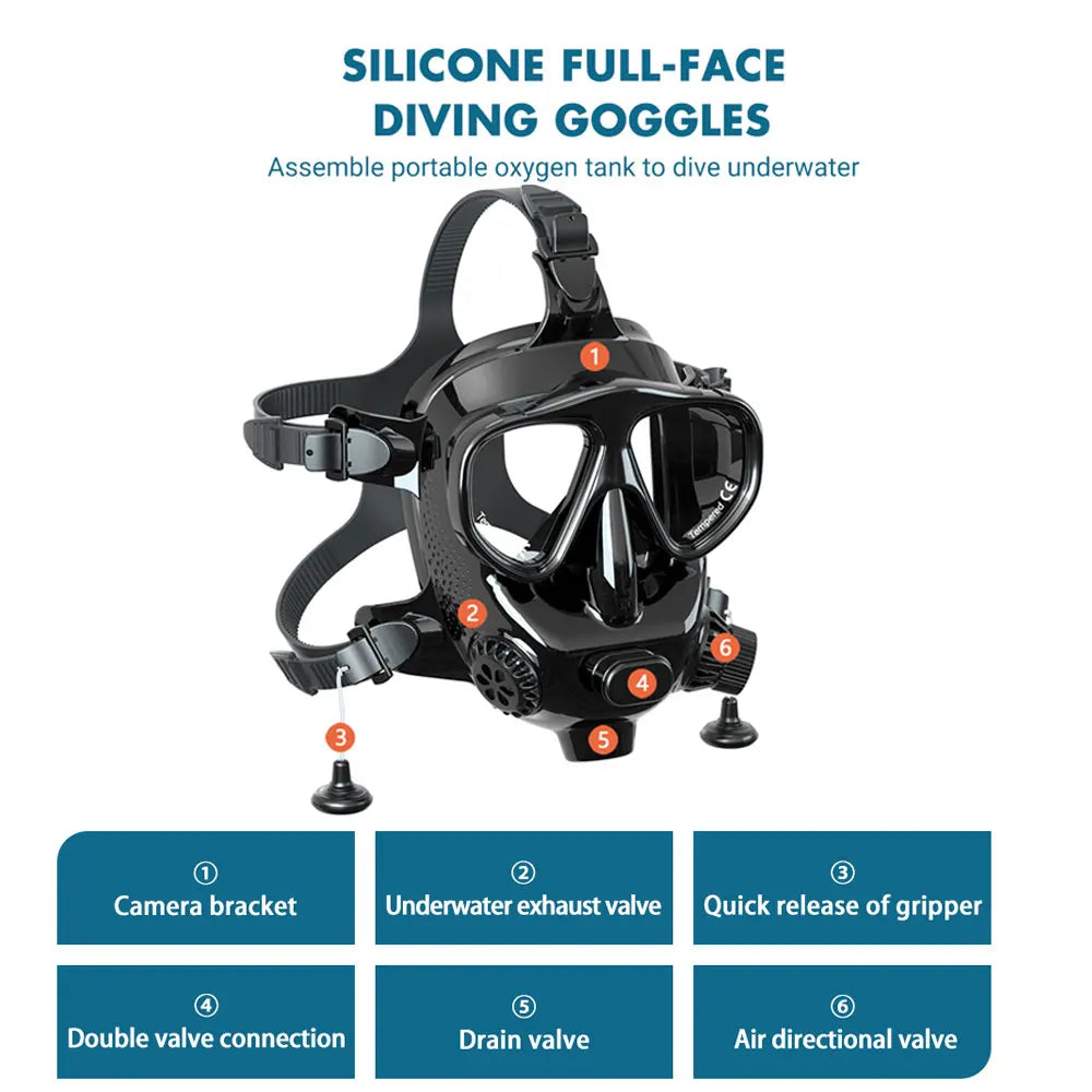 Full Face Dive Mask With Camera Mount For Diving Snorkeling