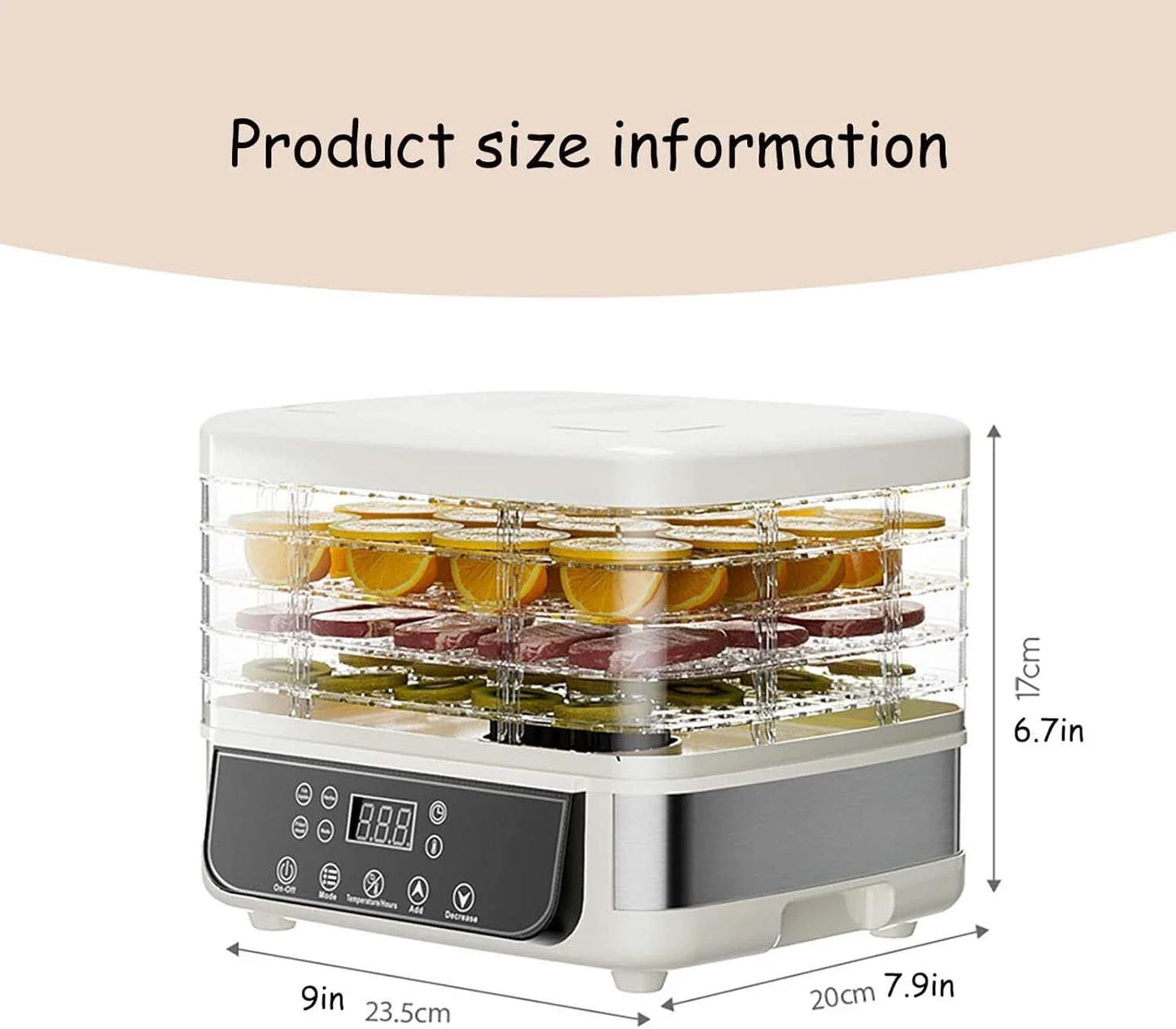 Five-Layer Food Dehydrator With Adjustable Temperature