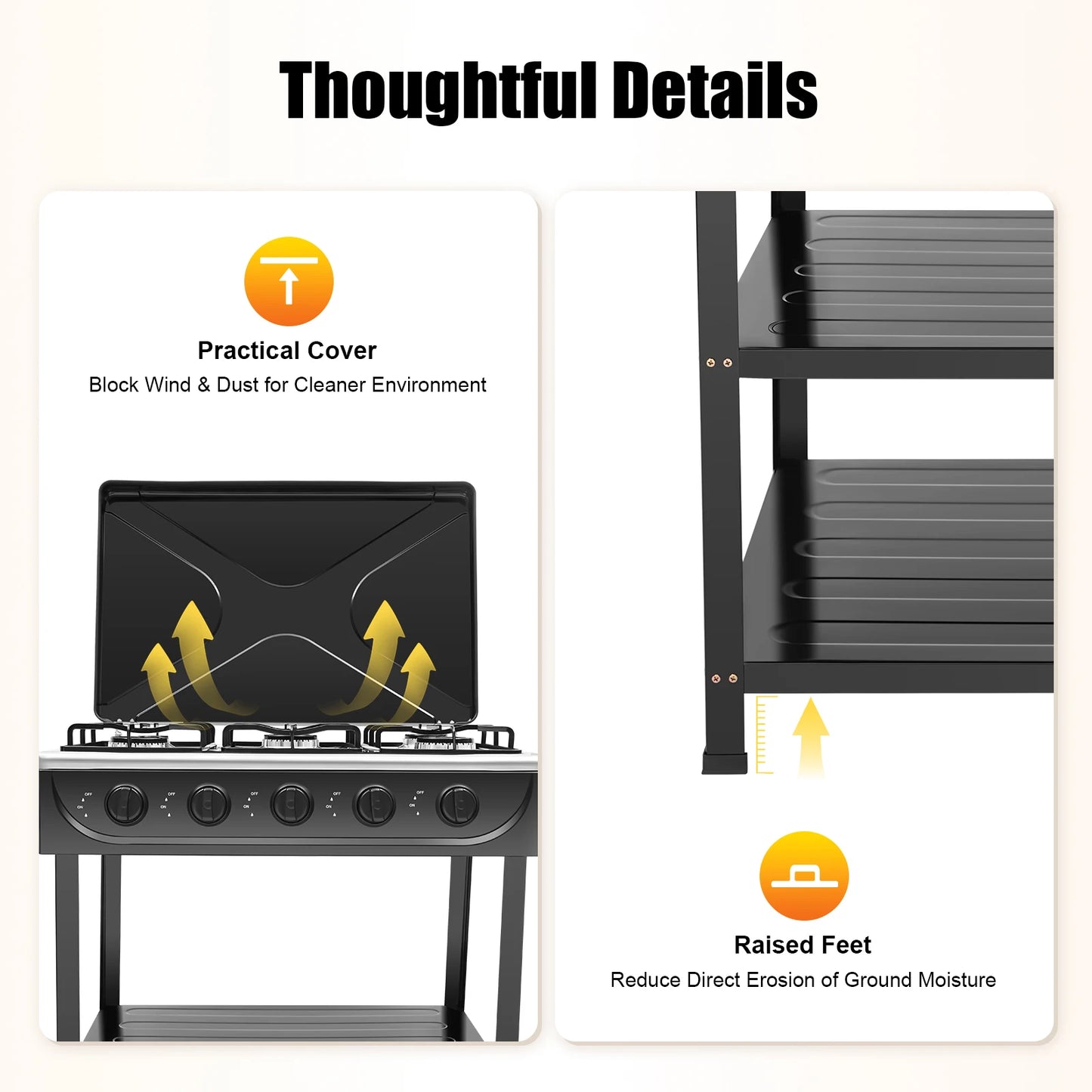 5 Burner Natural Gas Outdoor Stove With Two Placement Boards