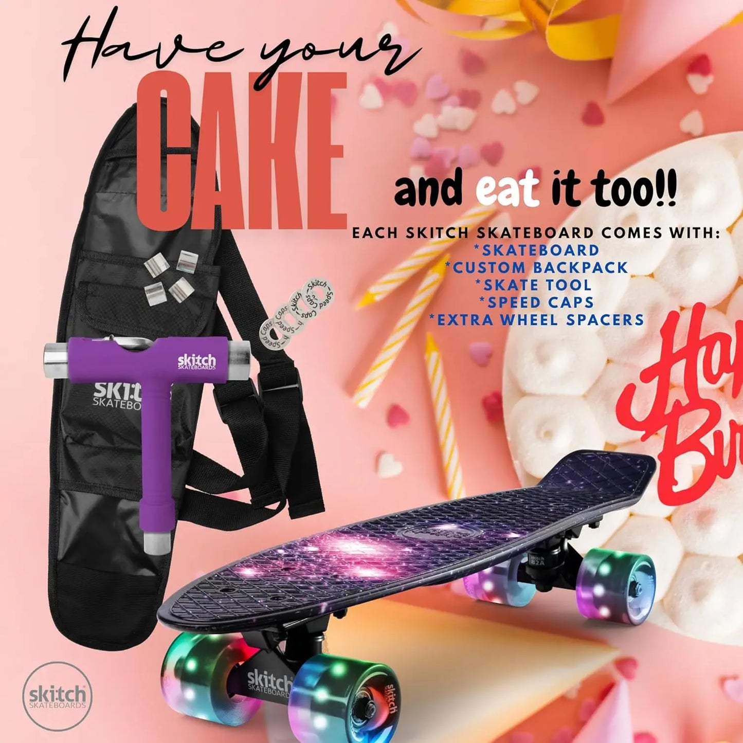 Complete Skateboard Set For Beginners And Pros With Cruiser Board And Backpack