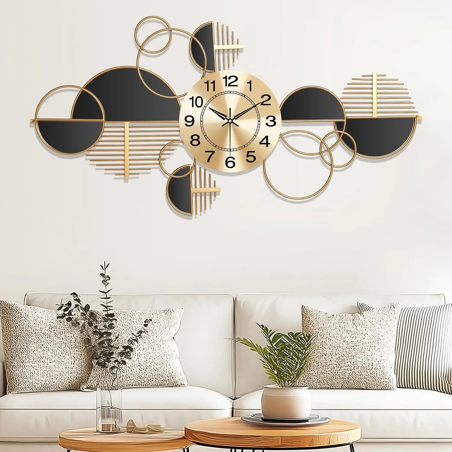 NONE Modern Silent Metal Wall Clock For Living Room