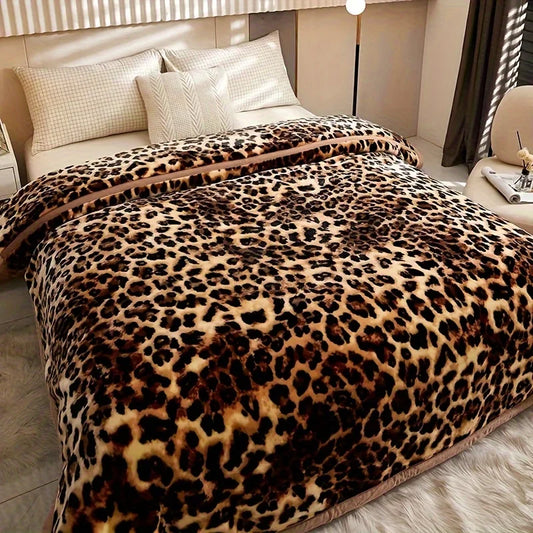 Evich Ultra-Soft Leopard Print Plush Throw Blanket