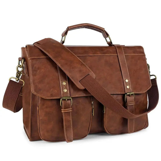 Vintage PU Leather Men Laptop Briefcase for Business