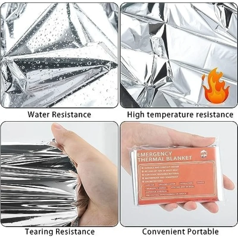 Emergency Mylar Thermal Blankets -Space Blanket Survival kit Camping (4-Pack) Perfect for Outdoors Hiking Marathons or First Aid